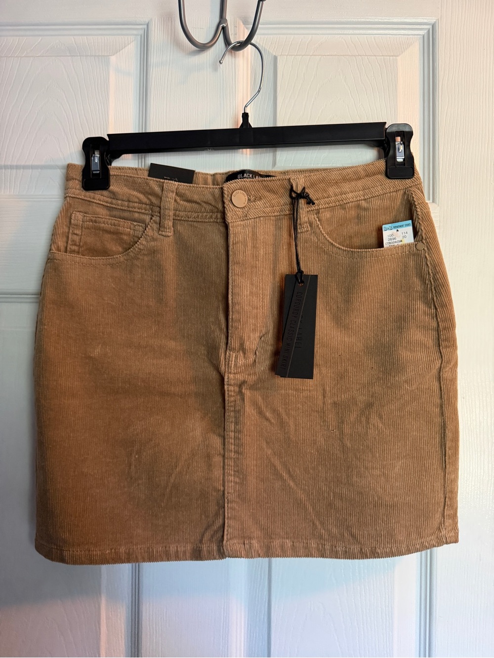 Black Label Corduroy Mini Skirt in Tan